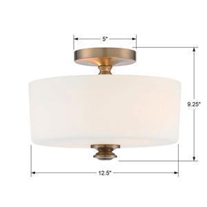 Travis 2 Light Black Forged Semi Flush Mount TRA-A3302-BF