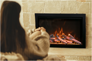 Amantii TRD-44 Traditional Smart Electric 44" Indoor / Outdoor WiFi Enabled Insert, Featuring a Multi Function Remote Control, Multi Flame Speeds, and Two 10 Piece Birch Log Sets