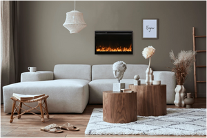 Amantii TRD-33-XS Traditional Xtraslim Smart Electric 33" WiFi Enabled Fireplace, Featuring a Multi Function Remote Control, Multi Flame Speeds and Clear Glass Media