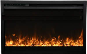 Amantii TRD-33-XS Traditional Xtraslim Smart Electric 33" WiFi Enabled Fireplace, Featuring a Multi Function Remote Control, Multi Flame Speeds and Clear Glass Media