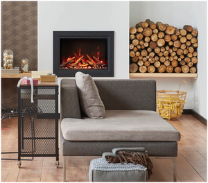 Amantii TRD-48 Traditional Smart Electric 48" Indoor / Outdoor WiFi Enabled Insert, Featuring a Multi Function Remote Control, Multi Flame Speeds, and Two 10 Piece Birch Log Set
