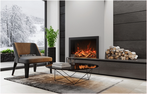 Amantii TRD-48 Traditional Smart Electric 48" Indoor / Outdoor WiFi Enabled Insert, Featuring a Multi Function Remote Control, Multi Flame Speeds, and Two 10 Piece Birch Log Set