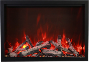 Amantii TRD-44 Traditional Smart Electric 44" Indoor / Outdoor WiFi Enabled Insert, Featuring a Multi Function Remote Control, Multi Flame Speeds, and Two 10 Piece Birch Log Sets