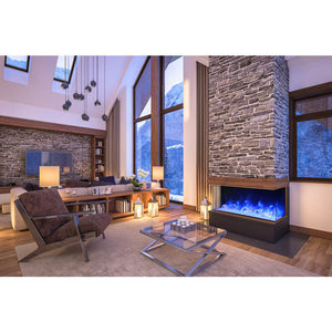 Amantii 60-TRU-VIEW-XL Tru View Deep Smart Electric - 60" Indoor / Outdoor WiFi Enabled 3 Sided Fireplace Featuring a depth of 14 1/4", MultiFunction Remote Control, Multi Speed Flame Motor, and a Selection of Media Options