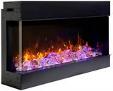 Amantii 72-TRV-SLIM Trv View Slim Smart Electric - 72" Indoor / Outdoor WiFi Enabled 3 Sided Fireplace Featuring a depth of 10 5/8", MultiFunction Remote Control, Multi Speed Flame Motor, and a 10 piece Birch Log Set