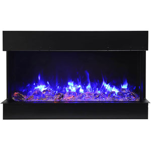 Amantii 60-TRV-SLIM Trv View Slim Smart Electric - 60" Indoor / Outdoor WiFi Enabled 3 Sided Fireplace Featuring a depth of 10 5/8", MultiFunction Remote Control, Multi Speed Flame Motor, and a 10 piece Birch Log Set