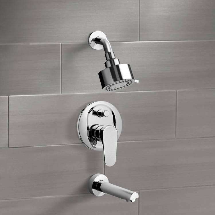 Chrome Tub and Shower Faucet Sets with Multi Function Shower Head