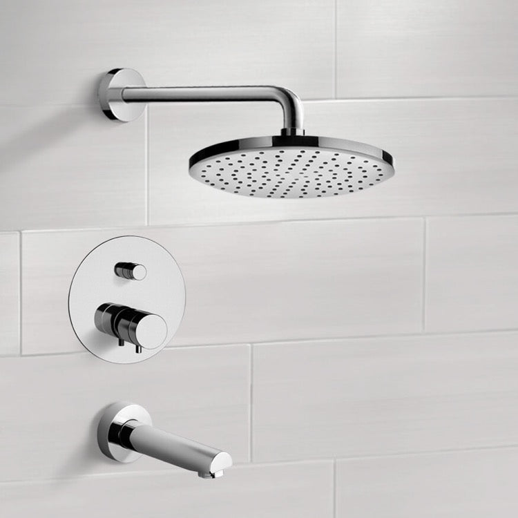 Chrome Thermostatic Tub and Shower Faucet Sets with 8" Rain Shower Head