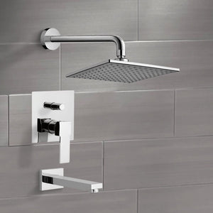 Chrome Tub and Shower Faucet Sets with 8" Rain Shower Head