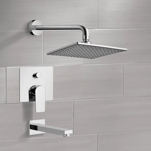 Chrome Tub and Shower Faucet Sets with 8" Rain Shower Head