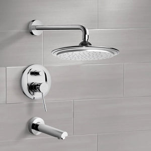 Chrome Tub and Shower Faucet Sets with 9" Rain Shower Head