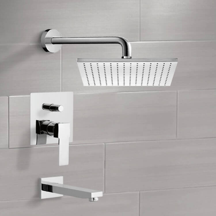 Tub and Shower Faucet Sets with 12" Rain Shower Head