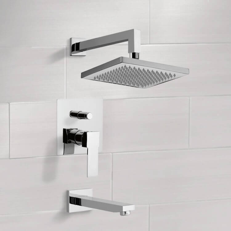 Tub and Shower Faucet Sets with 8" Rain Shower Head