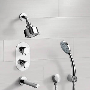 Chrome Thermostatic Tub and Shower System with Multi Function Shower Head and Hand Shower
