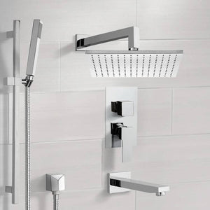 Tub and Shower System with 12" Rain Shower Head and Hand Shower