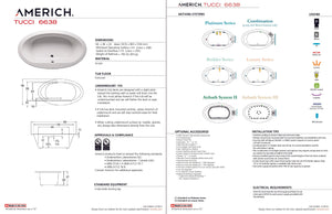 Americh TU6638TA2-WH Tucci 6638 - Tub Only / Airbath 2 - White