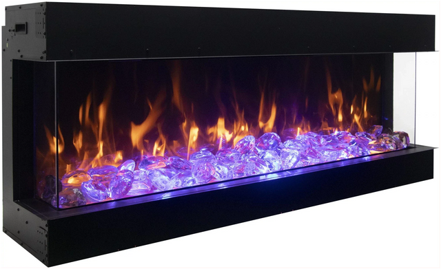 Amantii 40-TRU-VIEW-XL Tru View Deep Smart Electric - 40" Indoor / Outdoor WiFi Enabled 3 Sided Fireplace Featuring a depth of 14 1/4", MultiFunction Remote Control, Multi Speed Flame Motor, and a Selection of Media Options