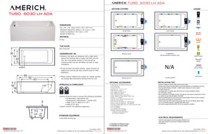 Americh TO6030ADATLA5WH Turo 6030 ADA Left Hand - Tub Only / Airbath 5 - White