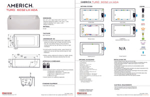 Americh TO6032ADATLA2BI Turo 6032 ADA Left Hand - Tub Only / Airbath 2 - Biscuit