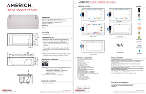 Americh TO6032ADATRA2BI Turo 6032 ADA Right Hand - Tub Only / Airbath 2 - Biscuit