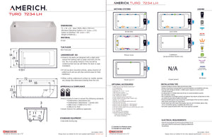Americh TO7234TLA5-WH Turo 7234 Left Hand - Tub Only / Airbath 5 - White