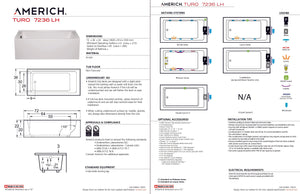 Americh TO7236TLA5-WH Turo 7236 Left Hand - Tub Only / Airbath 5 - White