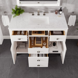 Artemis 42 in. White Single Sink Bath Vanity with Engineered Stone Top and Undermount Porcelain Sink