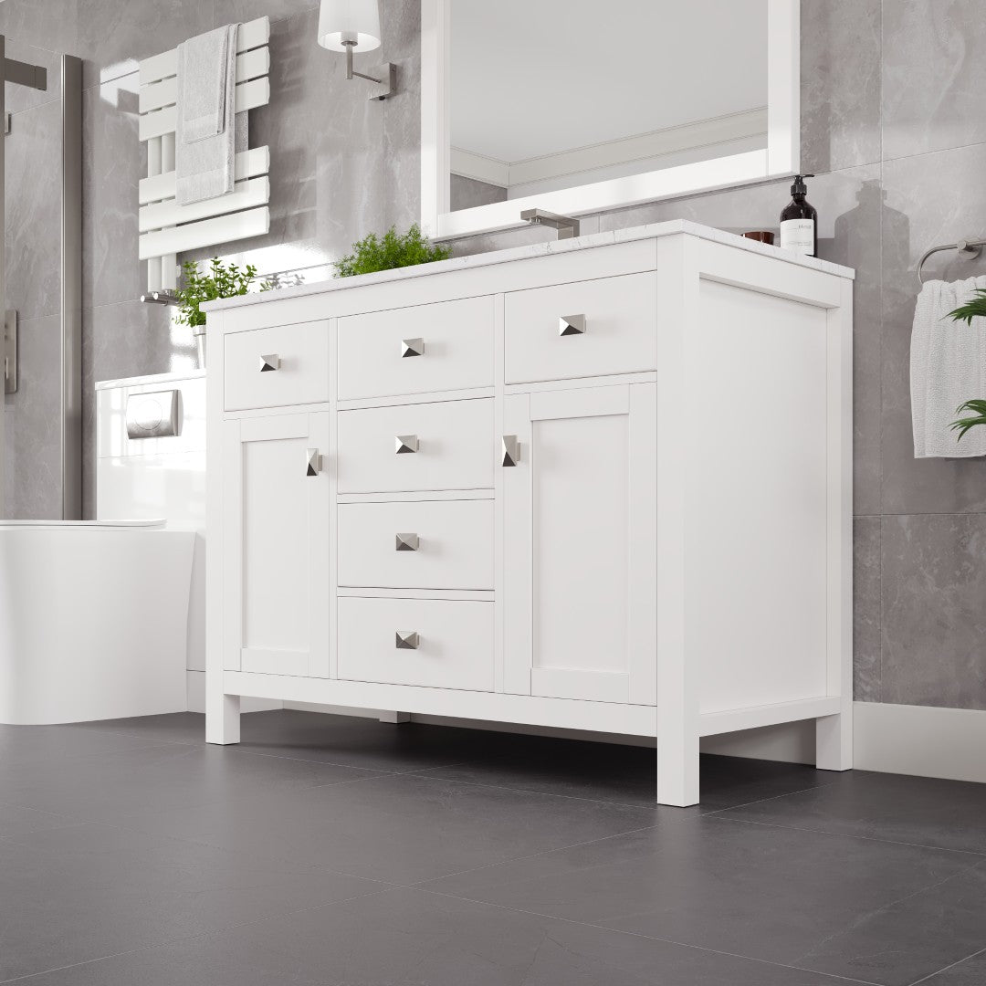Artemis 42 in. White Single Sink Bath Vanity with Engineered Stone Top and Undermount Porcelain Sink
