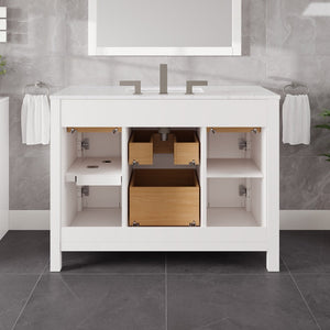 Artemis 42 in. White Single Sink Bath Vanity with Engineered Stone Top and Undermount Porcelain Sink