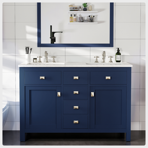 Artemis 48 in. Blue Double Sink  Bath Vanity with Engineered Top and Undermount Porcelain Sinks