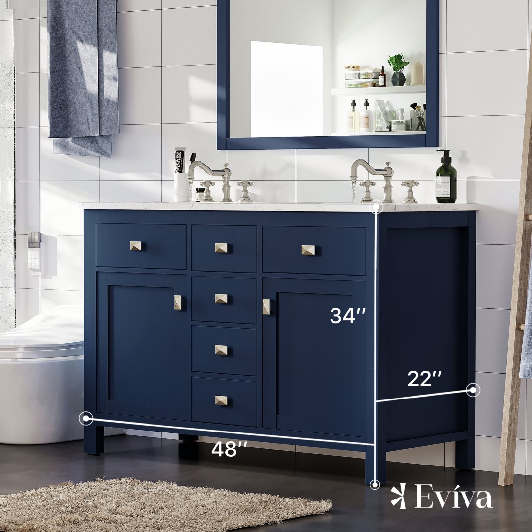 Artemis 48 in. Blue Double Sink  Bath Vanity with Engineered Top and Undermount Porcelain Sinks