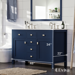 Artemis 48 in. Blue Double Sink  Bath Vanity with Engineered Top and Undermount Porcelain Sinks