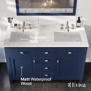 Artemis 48 in. Blue Double Sink  Bath Vanity with Engineered Top and Undermount Porcelain Sinks