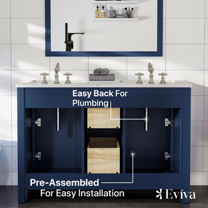 Artemis 48 in. Blue Double Sink  Bath Vanity with Engineered Top and Undermount Porcelain Sinks