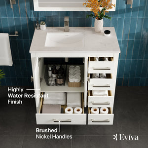 London 38 in. White Single Sink Bath Vanity with Carrara Quartz Top and Undermount Porcelain Sink