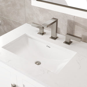 London 42 in. White Single Sink Bath Vanity with Carrara Quartz Top and Undermount Porcelain Sink