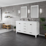 London 60 in. White Double Sink  Bath Vanity with Carrara Quartz Top and Undermount Porcelain Sinks