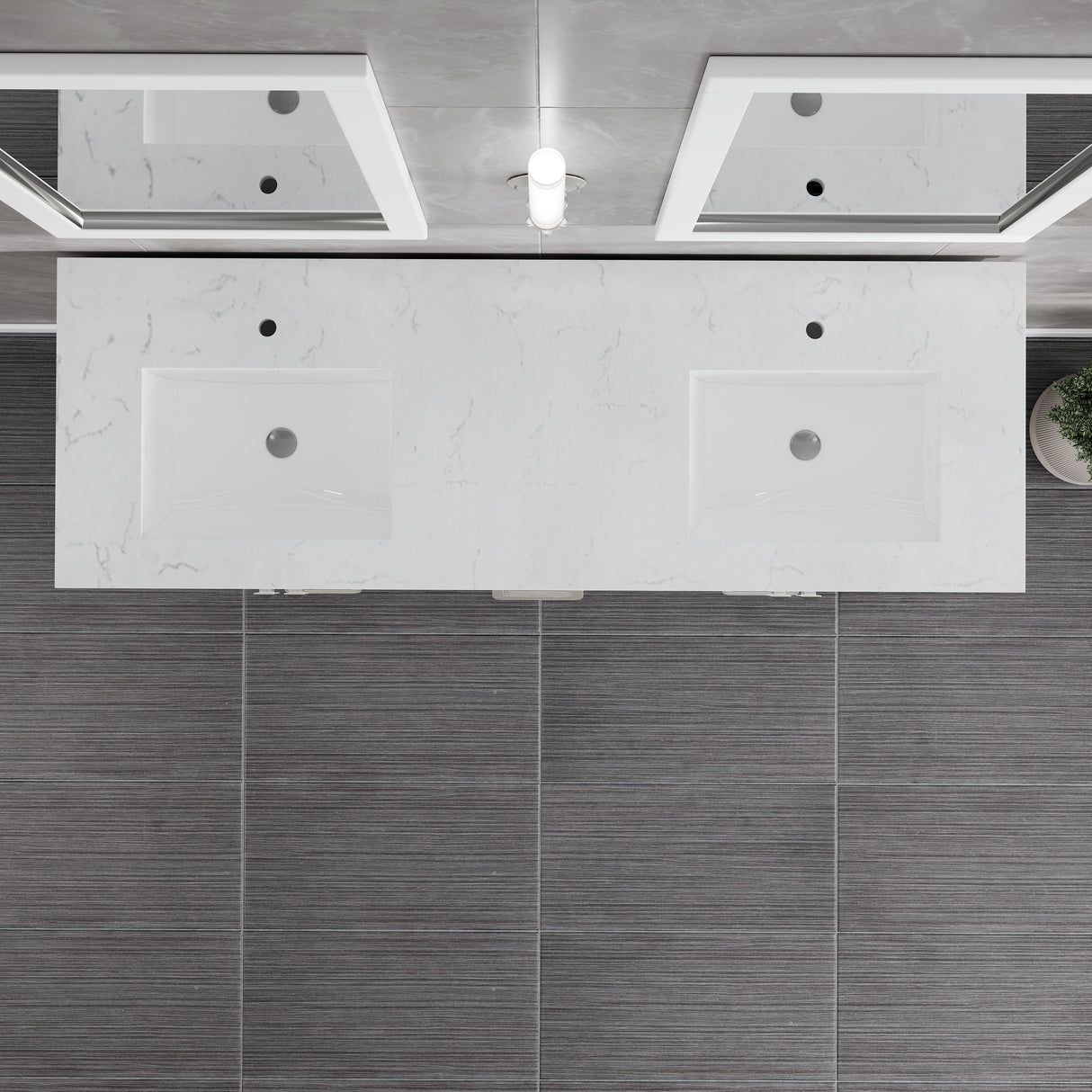 London 60 in. White Double Sink  Bath Vanity with Carrara Quartz Top and Undermount Porcelain Sinks