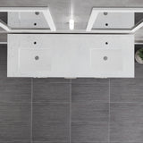 London 60 in. White Double Sink  Bath Vanity with Carrara Quartz Top and Undermount Porcelain Sinks