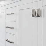 London 60 in. White Double Sink  Bath Vanity with Carrara Quartz Top and Undermount Porcelain Sinks