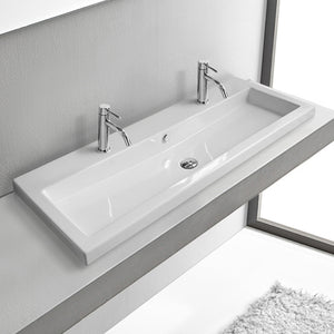 Double Drop In Sink, Trough, White Ceramic