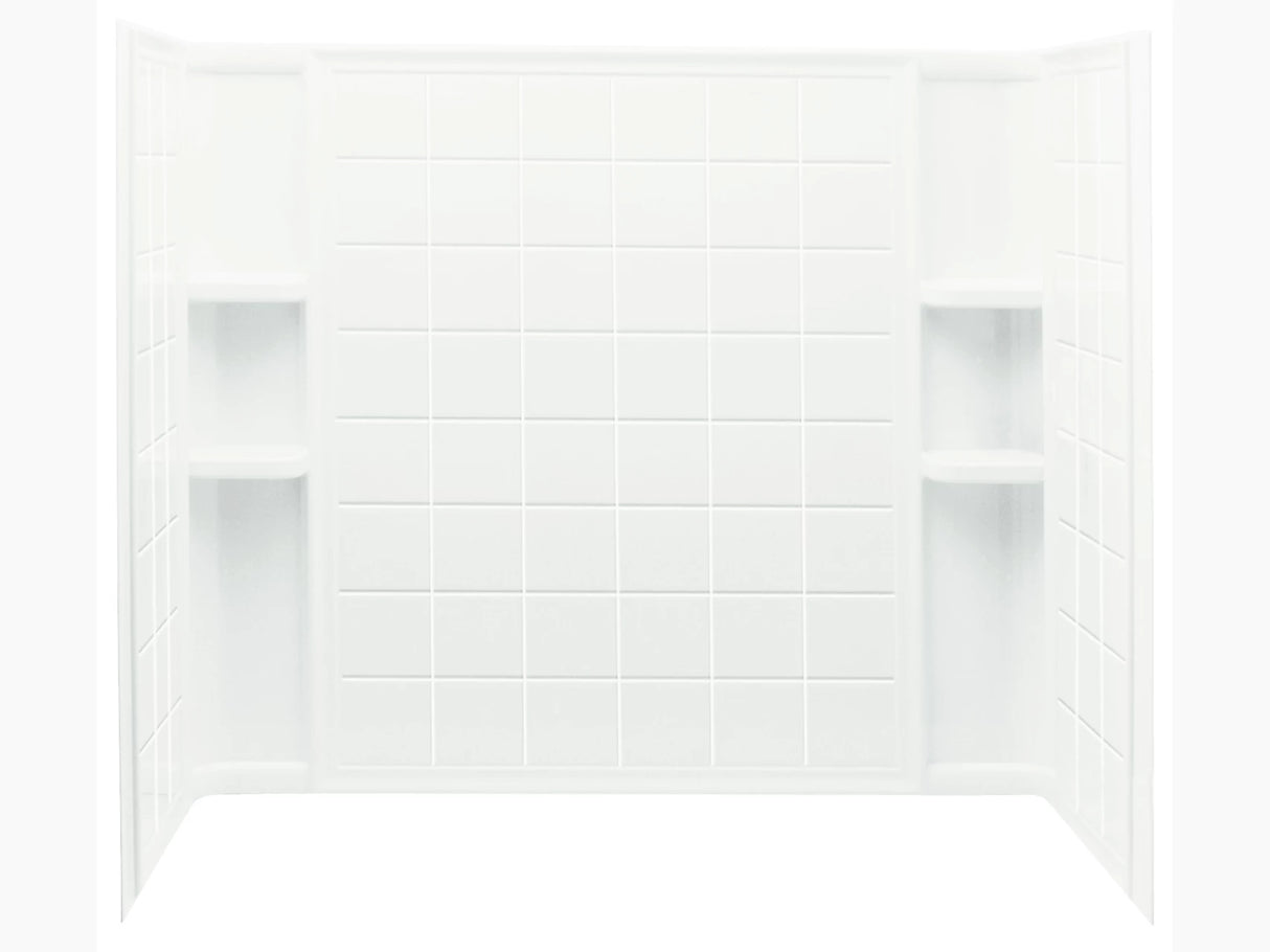 STERLING 71124100-0 Ensemble Tile 33-1/4-Inch x 60-Inch x 55-1/4-Inch Direct-to-Stud Tub and Shower Wall Set in White, 3-Piece By KOHLER