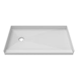 DreamLine TilePrime 36 in. D x 60 in. W x 3 in. H Single Threshold Shower Base, Left Drain