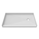 DreamLine TilePrime 32 in. D x 60 in. W x 3 in. H Single Threshold Shower Base, Right Drain