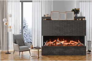 Amantii 72-TRU-VIEW-XL Tru View Deep Smart Electric - 72" Indoor / Outdoor WiFi Enabled 3 Sided Fireplace Featuring a depth of 14 1/4", MultiFunction Remote Control, Multi Speed Flame Motor, and a Selection of Media Options
