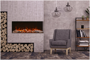 Amantii 88-TRV-XT-XL Trv View Extra Tall Smart Electric - 88" Indoor / Outdoor WiFi Enabled  3 Sided Electric Fireplace Featuring a 22" Height, MultiFunction Remote, Multi Speed Flame Motor, and a Selection of Media Options