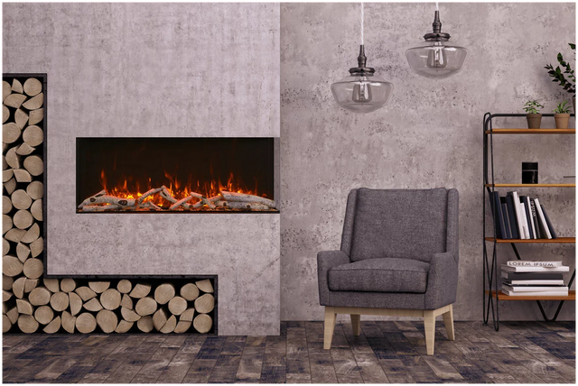 Amantii 60-TRV-XT-XL Trv View Extra Tall Smart Electric - 60" Indoor / Outdoor WiFi Enabled  3 Sided Electric Fireplace Featuring a 22" Height, MultiFunction Remote, Multi Speed Flame Motor, and a Selection of Media Options