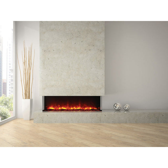 Amantii 60-TRU-VIEW-XL Tru View Deep Smart Electric - 60" Indoor / Outdoor WiFi Enabled 3 Sided Fireplace Featuring a depth of 14 1/4", MultiFunction Remote Control, Multi Speed Flame Motor, and a Selection of Media Options