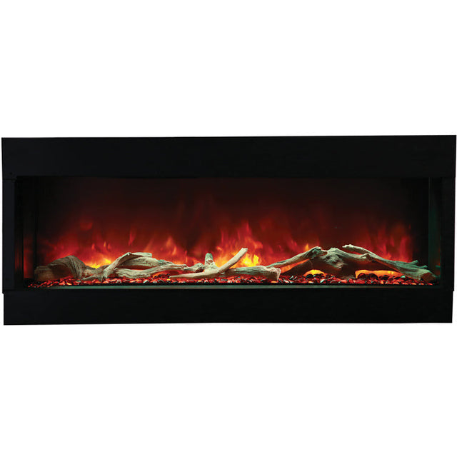 Amantii 60-TRU-VIEW-XL Tru View Deep Smart Electric - 60" Indoor / Outdoor WiFi Enabled 3 Sided Fireplace Featuring a depth of 14 1/4", MultiFunction Remote Control, Multi Speed Flame Motor, and a Selection of Media Options
