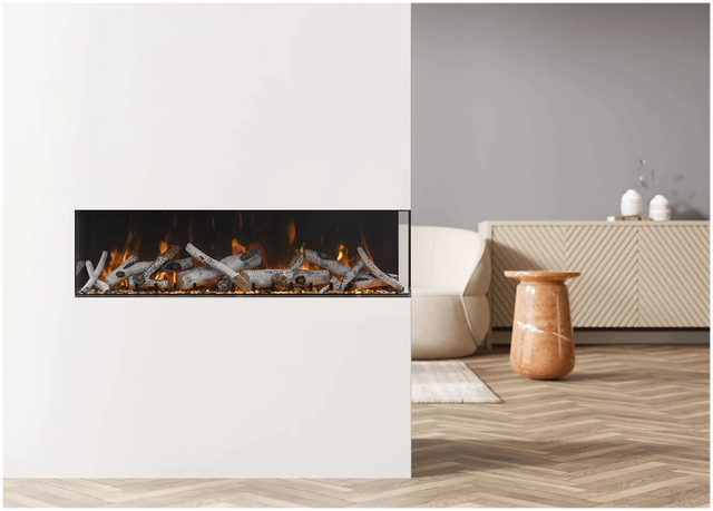 Amantii 40-TRU-VIEW-XL Tru View Deep Smart Electric - 40" Indoor / Outdoor WiFi Enabled 3 Sided Fireplace Featuring a depth of 14 1/4", MultiFunction Remote Control, Multi Speed Flame Motor, and a Selection of Media Options